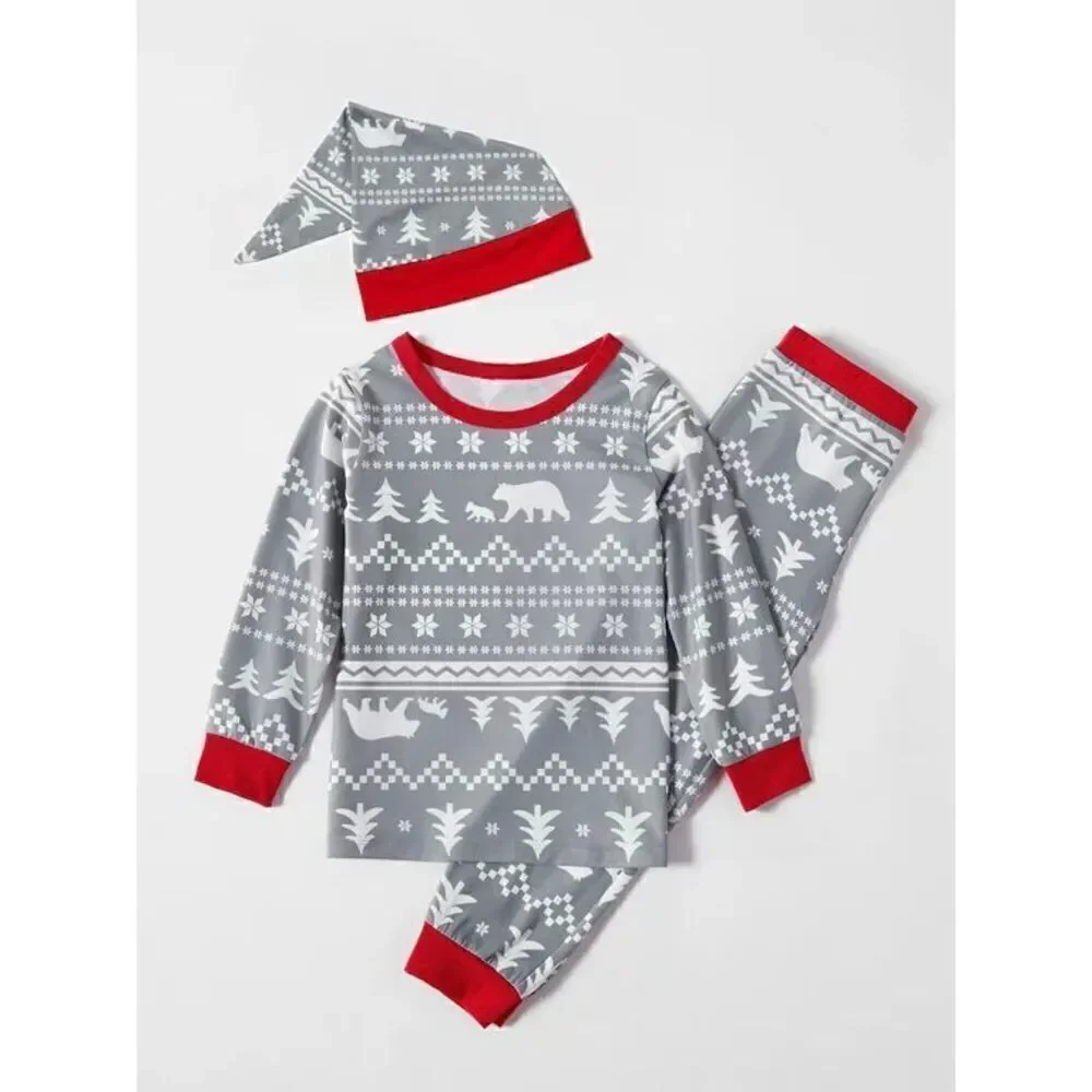 NEW PatPat Toddler Kids 3/4 2-piece Pajama & Hat Holiday Set